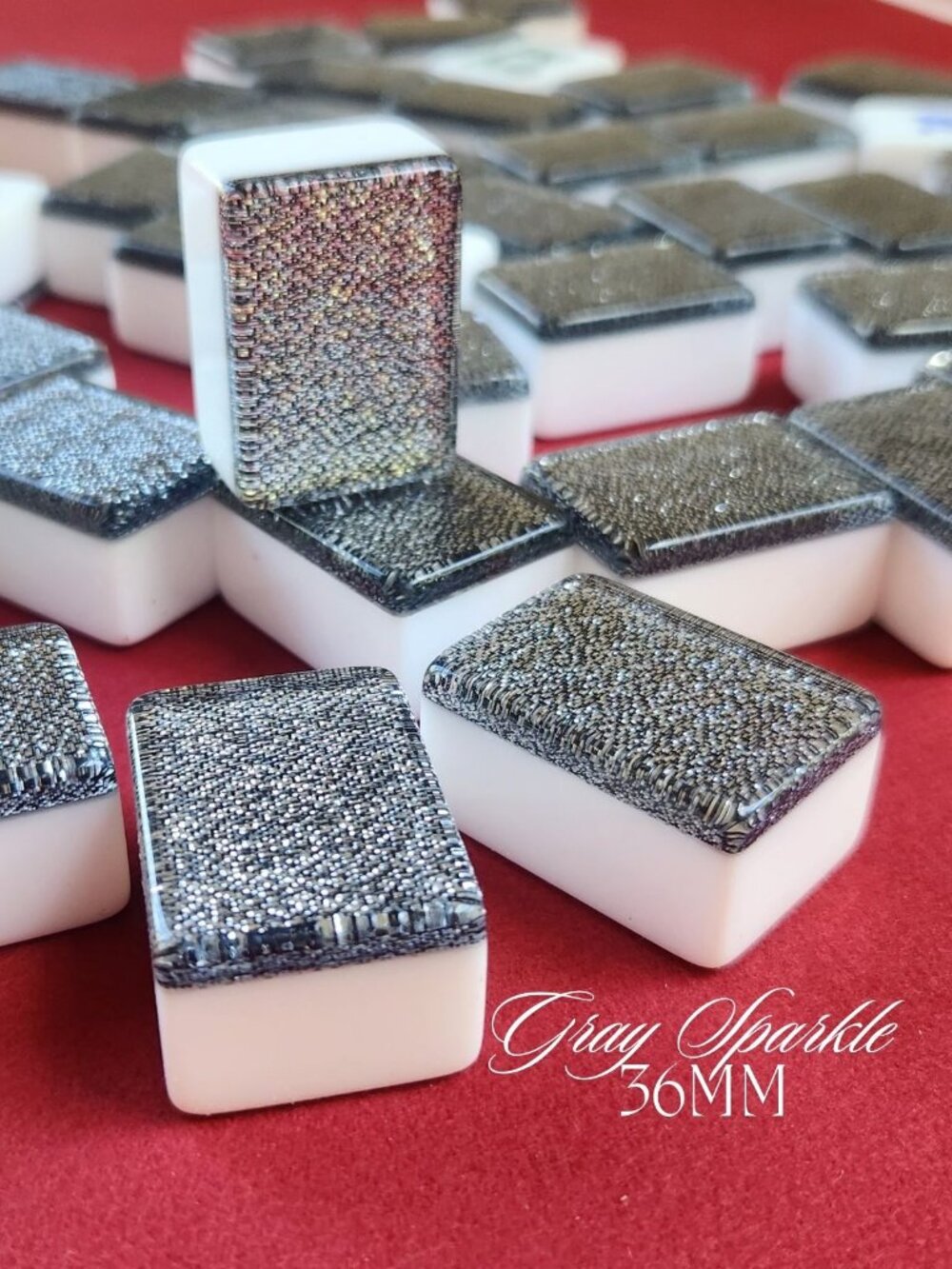 Automatic Mah Jongg Tiles Designer Series - Gray Sparkle Set (36MM)